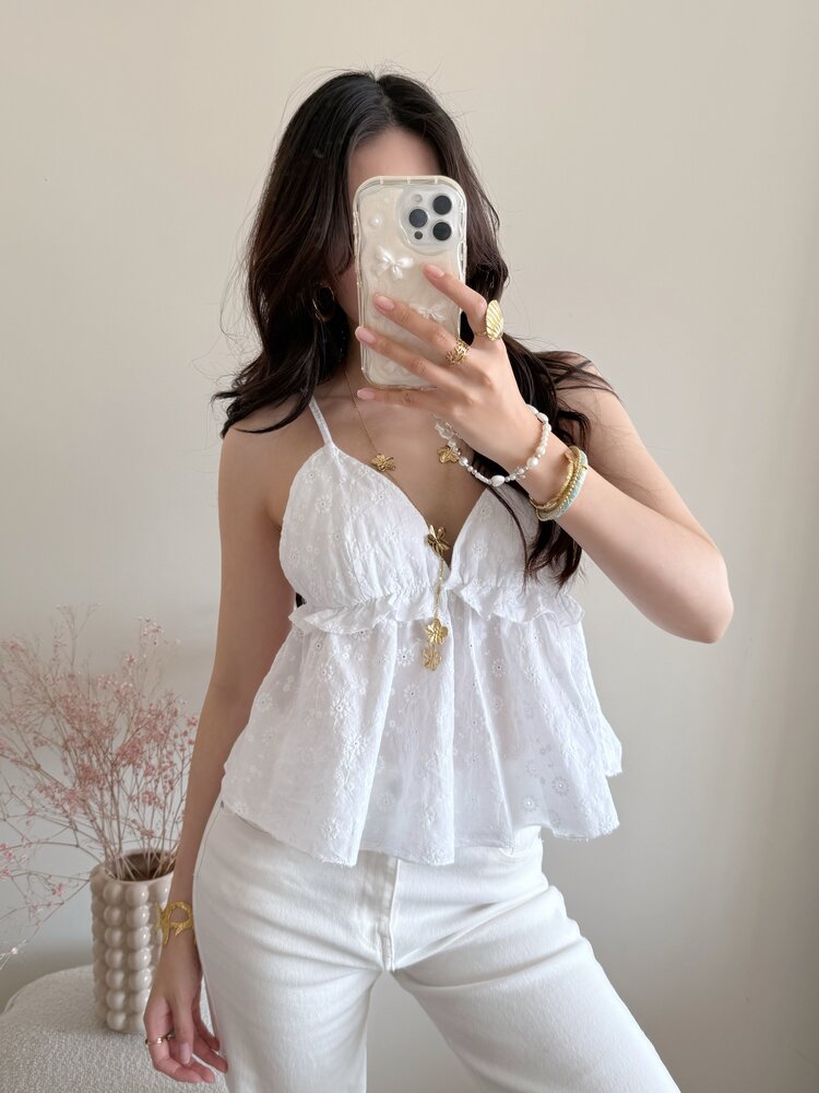 Vayla Embroidered Cami Top / White