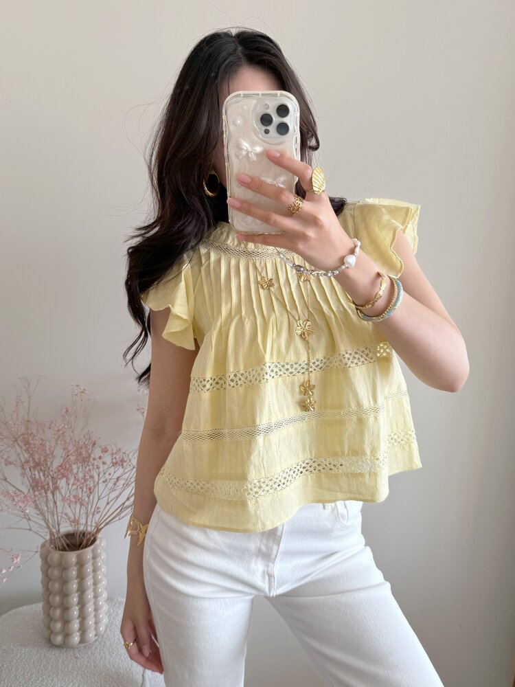 Francesca Embroidered Top / Yellow