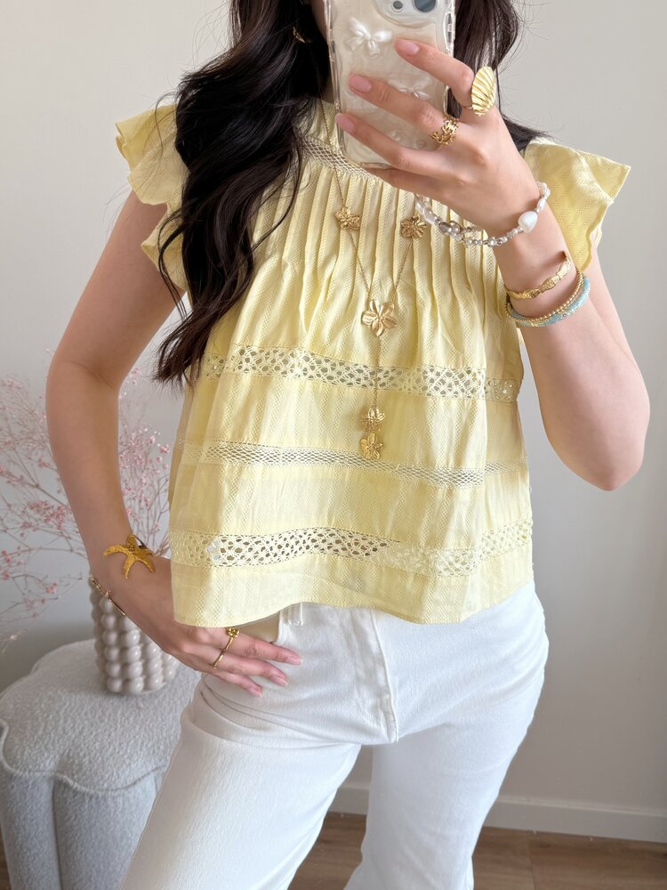 Francesca Embroidered Top / Yellow