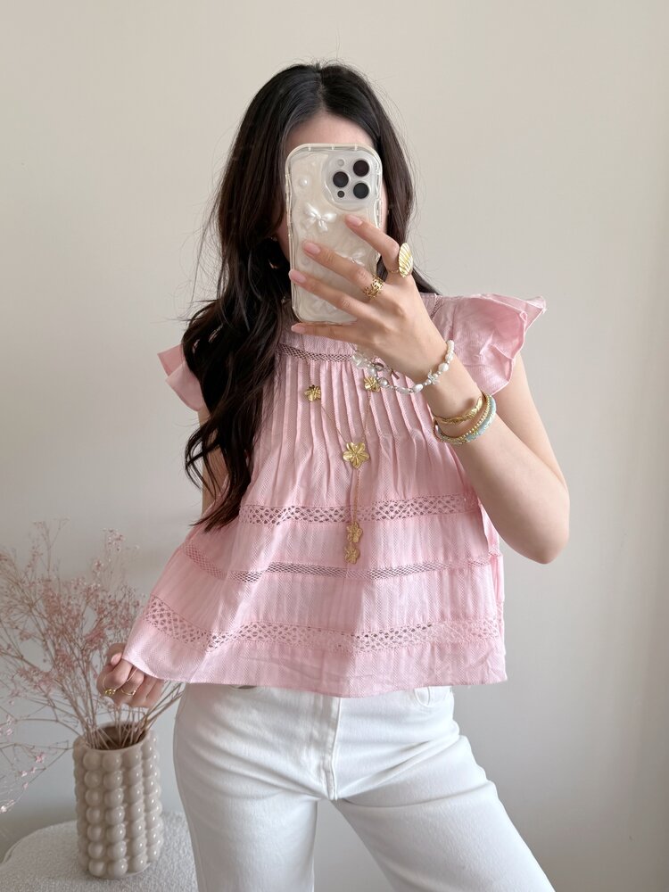 Francesca Embroidered Top / Pink