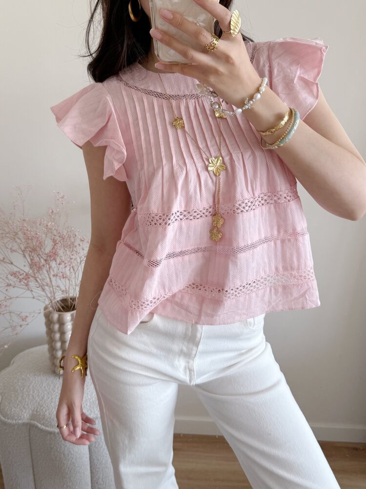 Francesca Embroidered Top / Pink