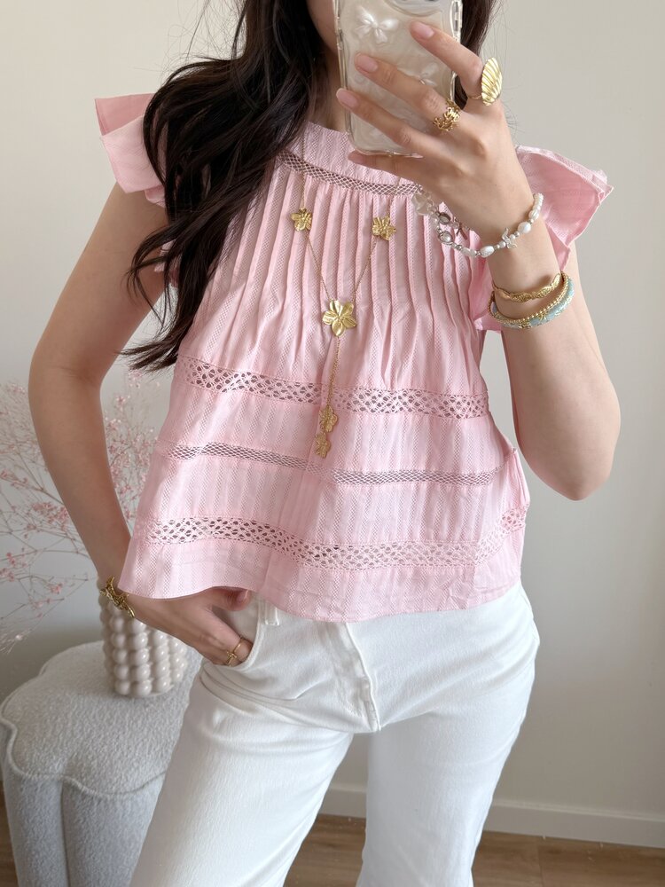 Francesca Embroidered Top / Pink