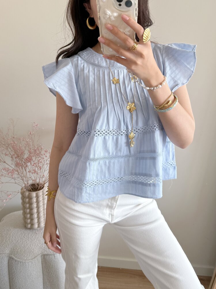 Francesca Embroidered Top / Blue