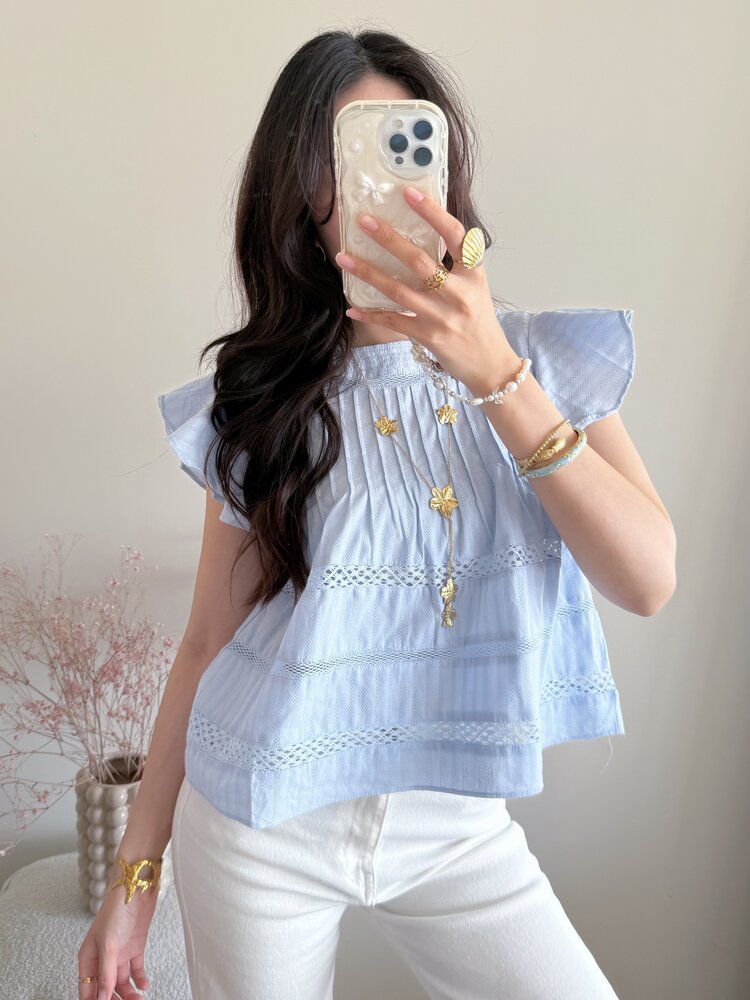 Francesca Embroidered Top / Blue