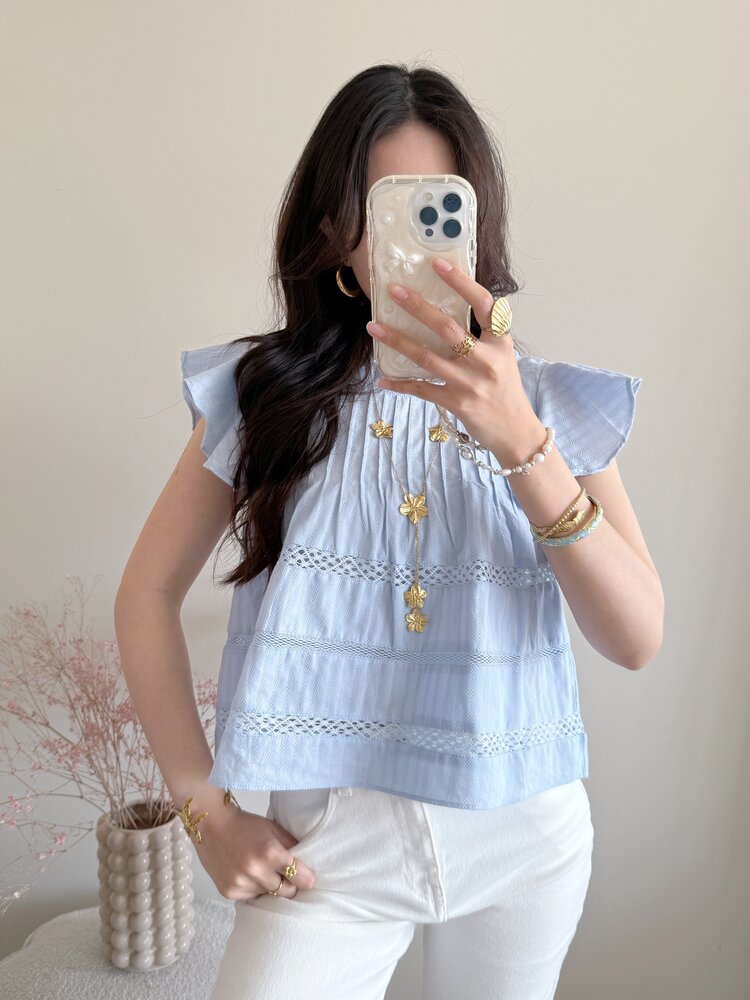 Francesca Embroidered Top / Blue