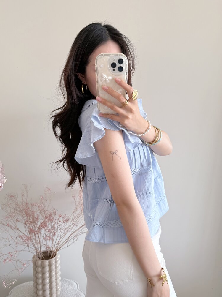 Francesca Embroidered Top / Blue