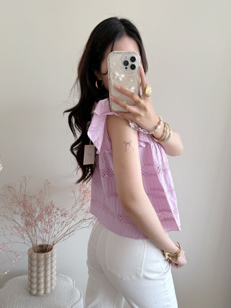 Francesca Embroidered Top / Lilac Pink