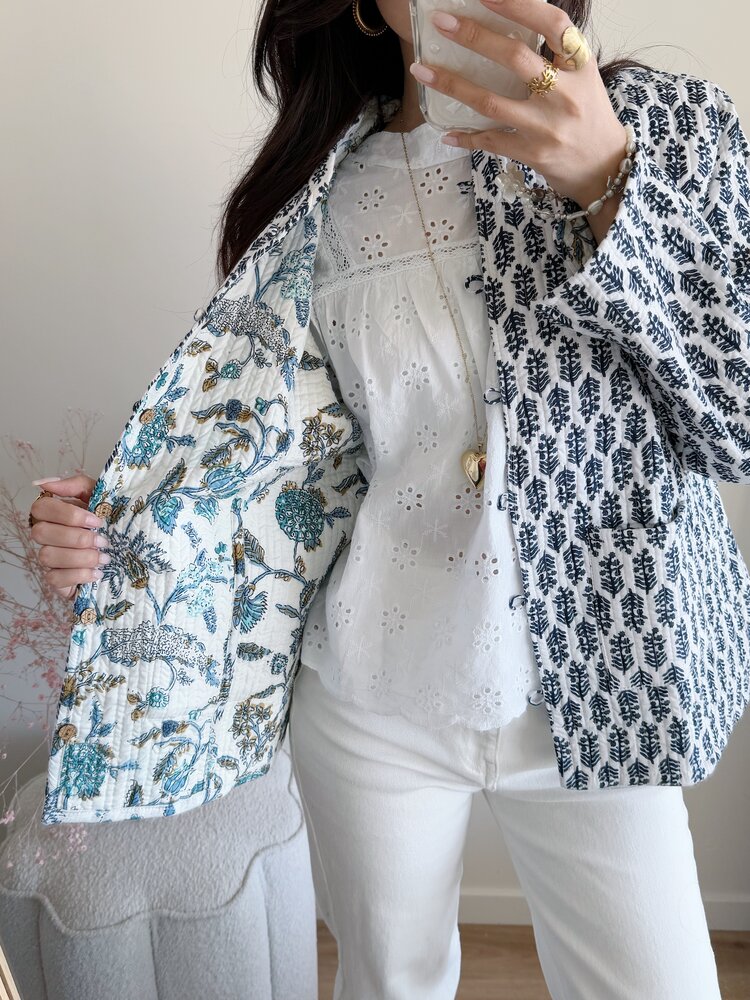 Anika Flower Boho Jacket / White
