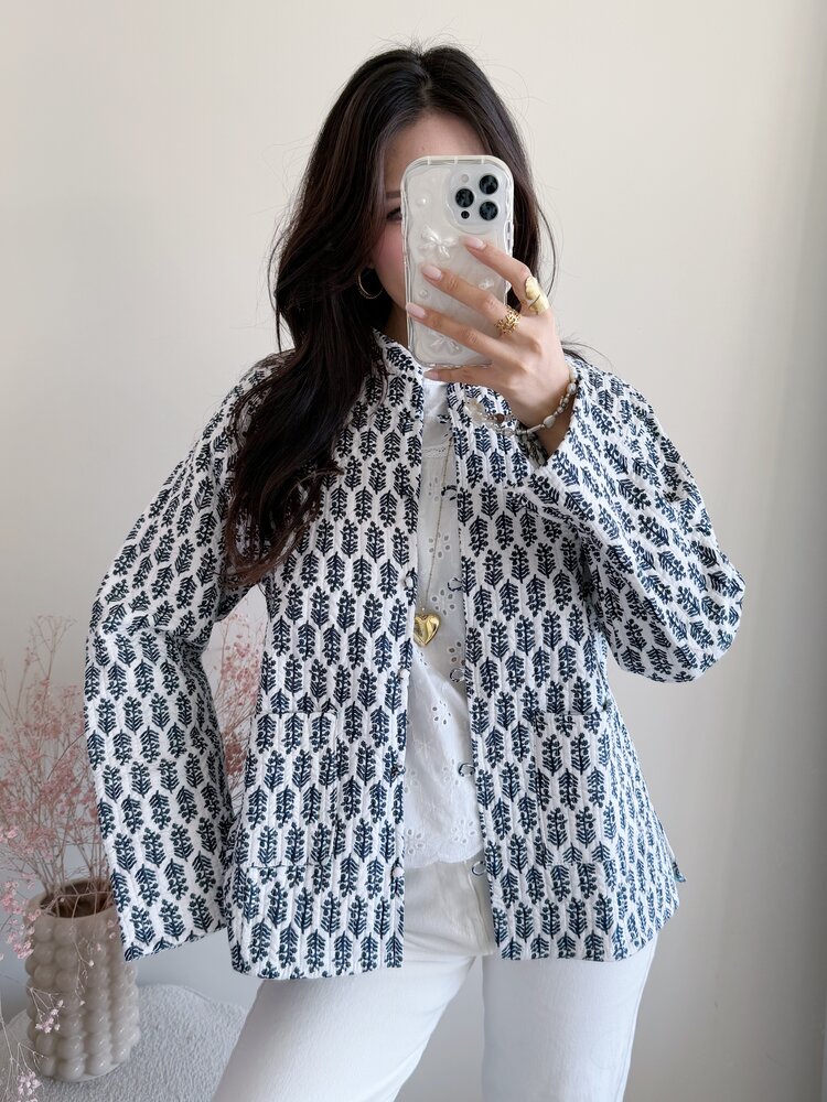 Anika Flower Boho Jacket / White