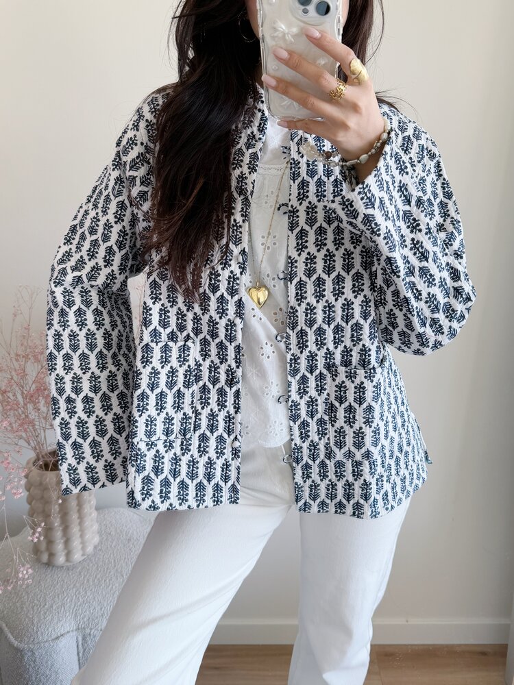 Anika Flower Boho Jacket / White