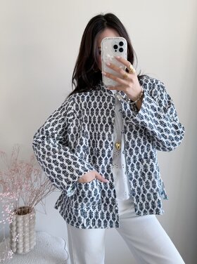 Anika Flower Boho Jacket / White