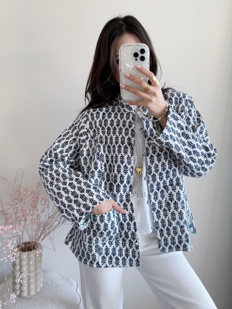 Anika Flower Boho Jacket / White