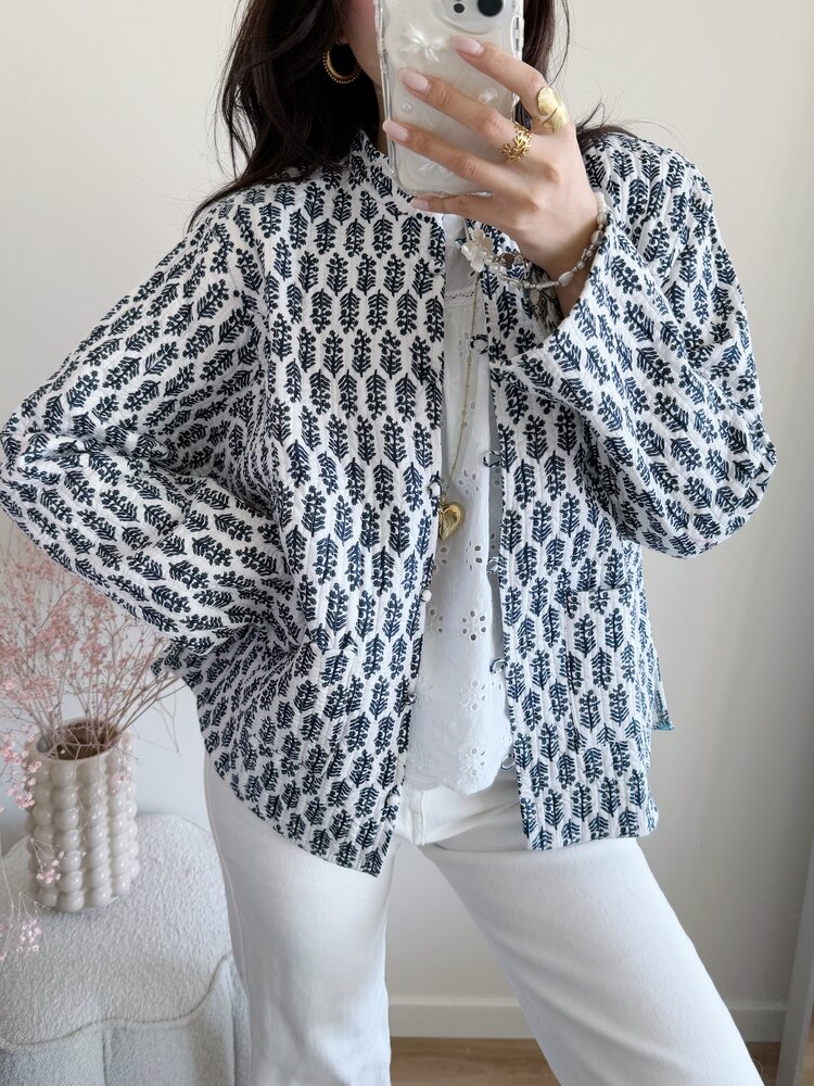 Anika Flower Boho Jacket / White