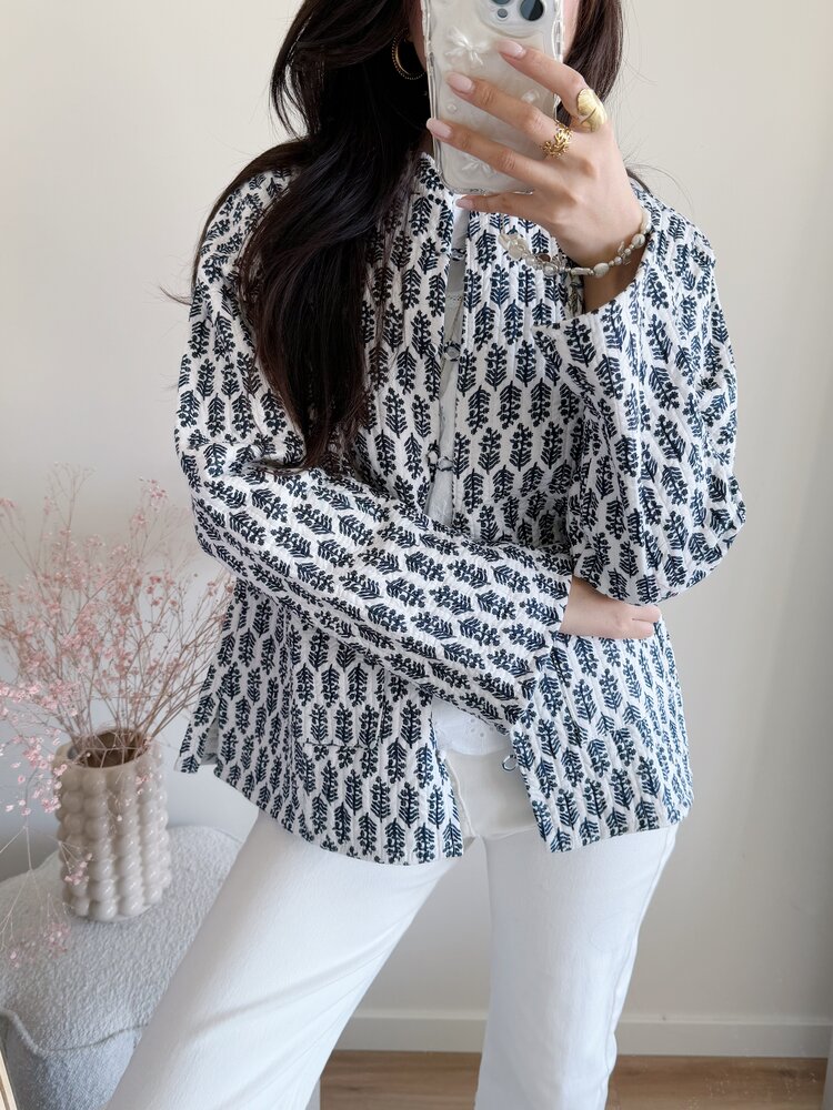 Anika Flower Boho Jacket / White