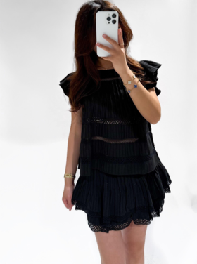 Francesca Embroidered Top / Black