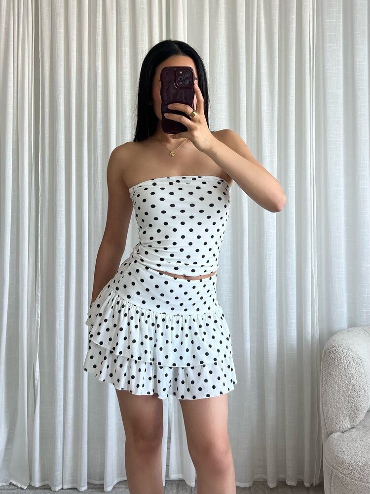 Malika Polkadot Tube Top / White