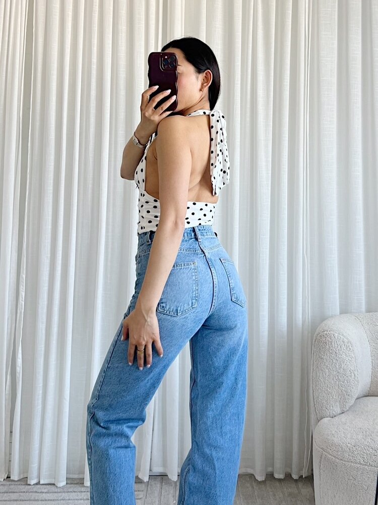 Mirabella Polkadot Halter Top / White