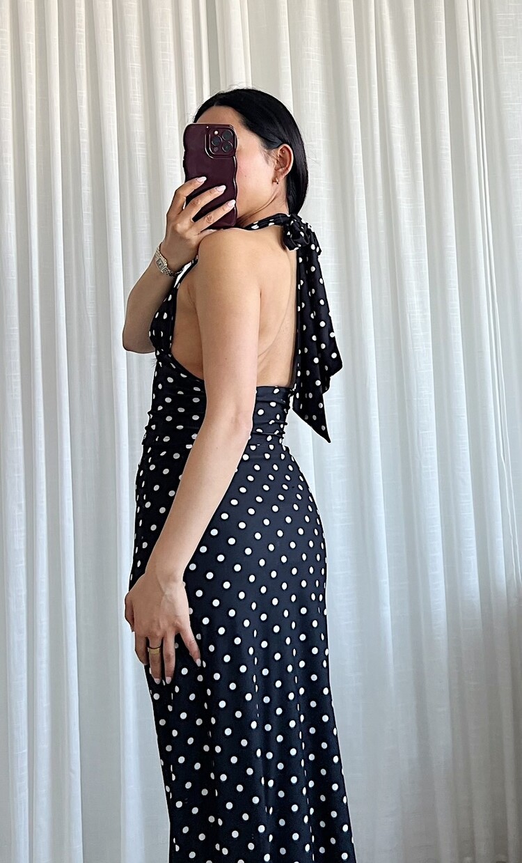 Mirabella Polkadot Halter Top / Black