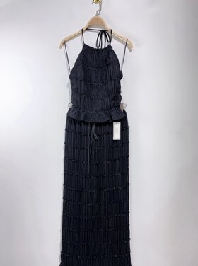 Muse Ruched Halter Top & Skirt Set / Black