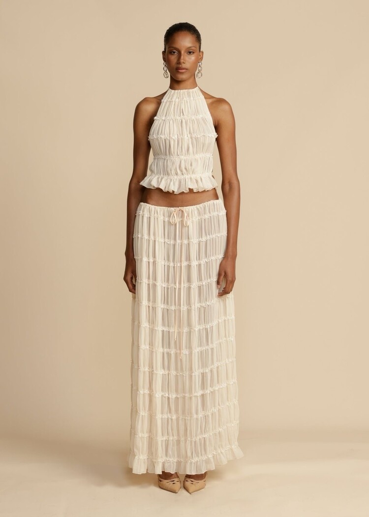 Muse Ruched Halter Top & Skirt Set / Black