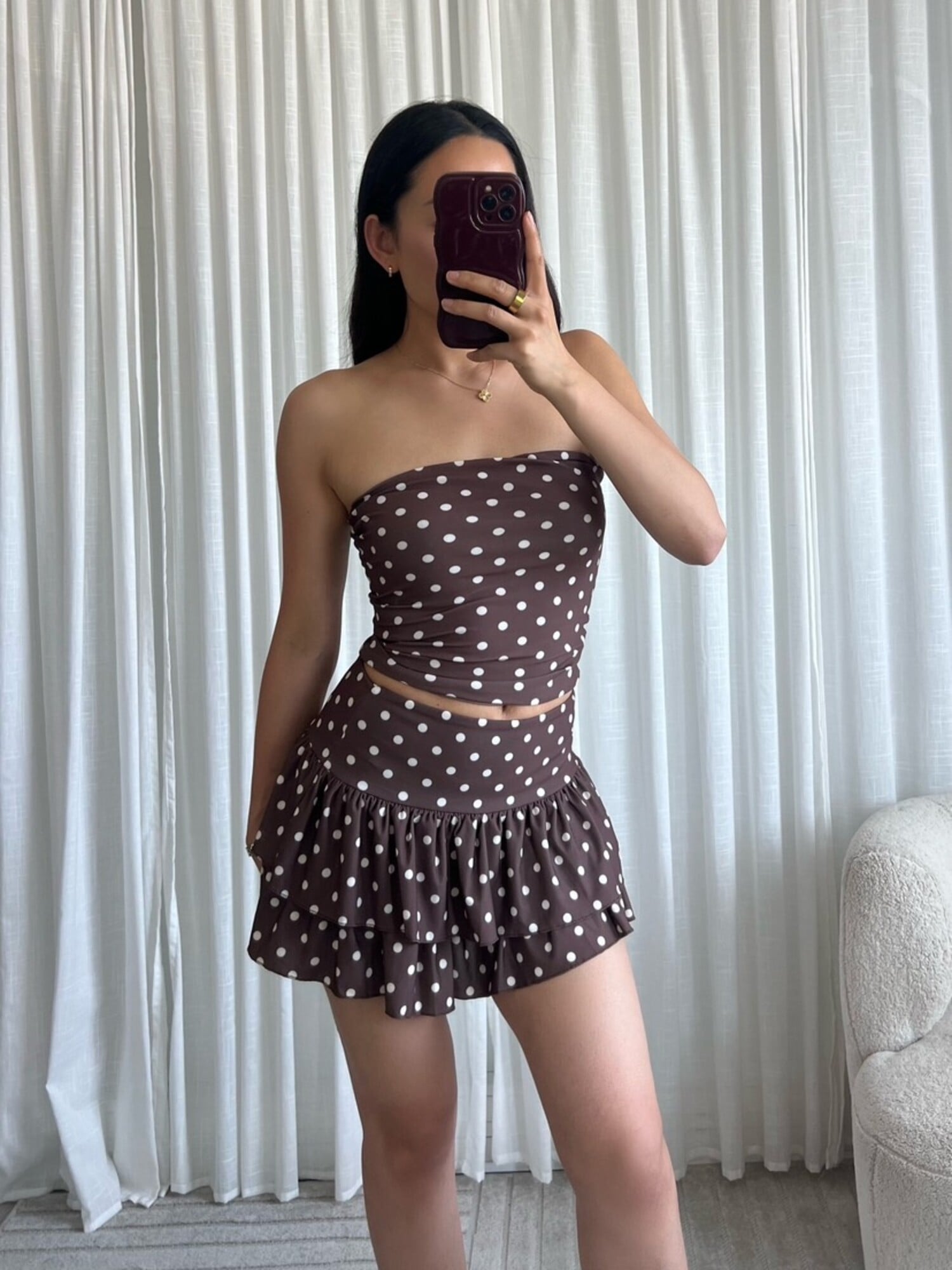 knitted dress brown HARRIETT TUBE TOP