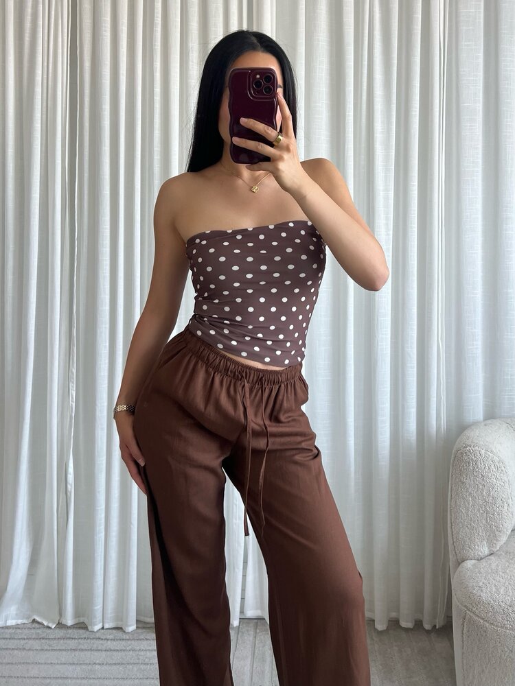 Malika Polkadot Tube Top / Brown