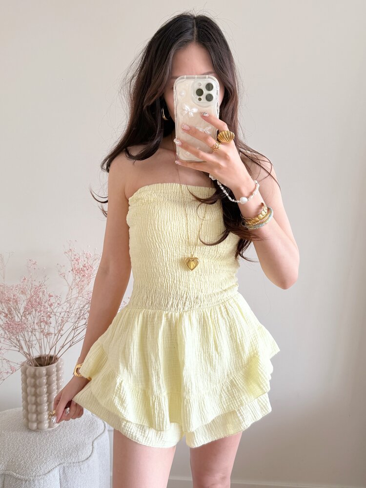 Elara Ruffle Tube Dress / Yellow