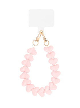 Gold Chubby Hearts Phone Cord / Light Pink