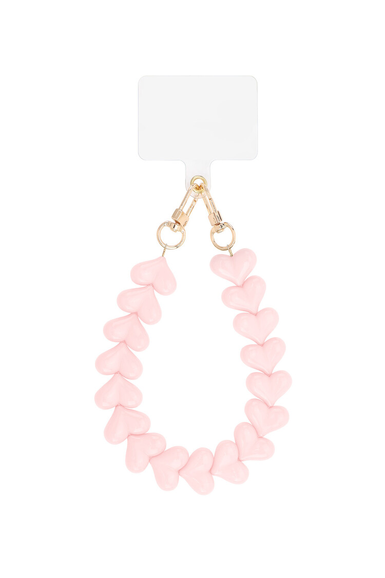 Gold Chubby Hearts Phone Cord / Light Pink