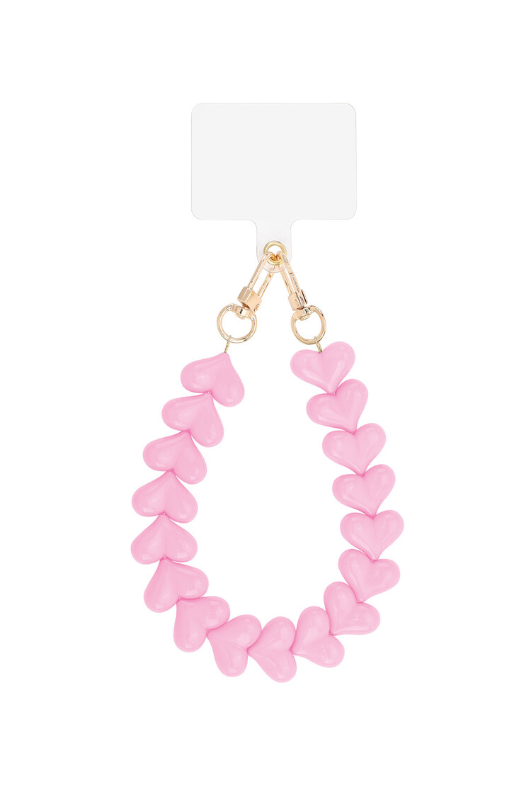 Gold Chubby Hearts Phone Cord / Bubblegum Pink