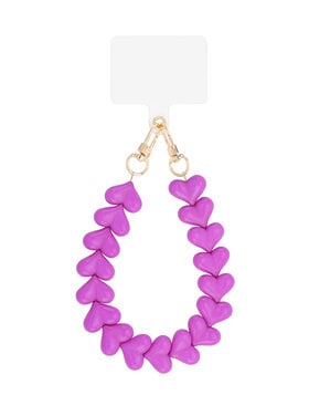 Gold Chubby Hearts Phone Cord / Fuchsia Purple