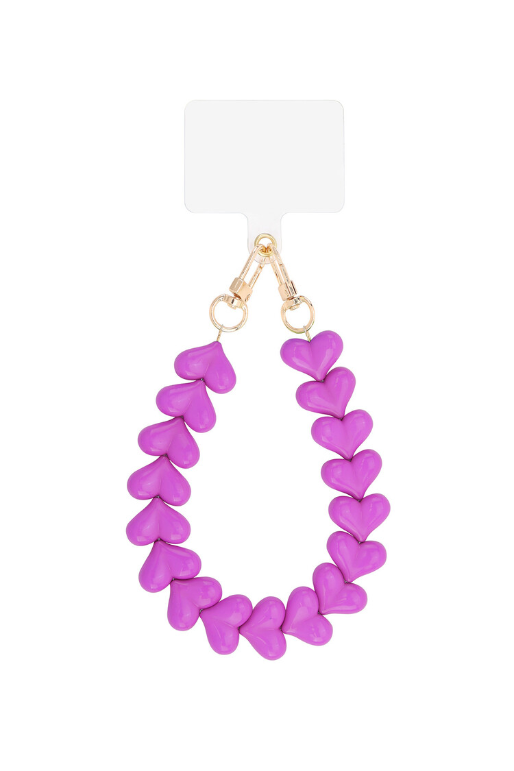 Gold Chubby Hearts Phone Cord / Fuchsia Purple