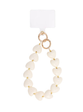 Gold Hearts Dots Phone Cord / White