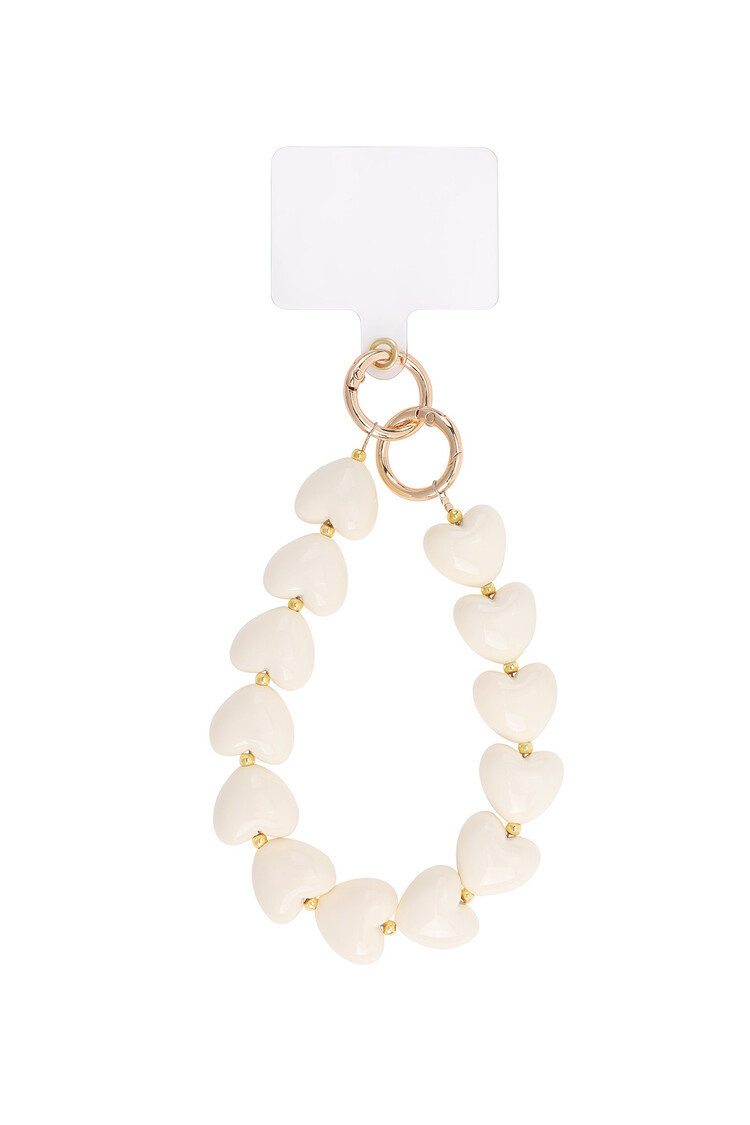 Gold Hearts Dots Phone Cord / White