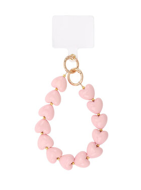 Gold Hearts Dots Phone Cord / Light Pink