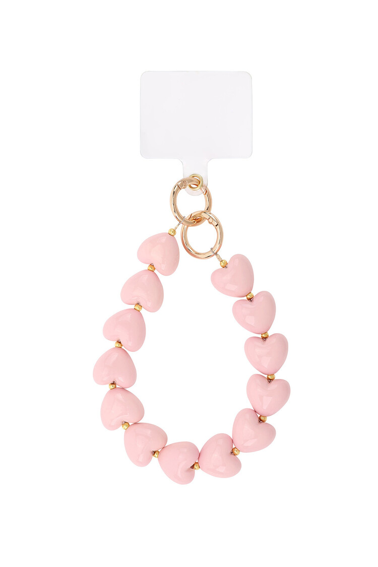Gold Hearts Dots Phone Cord / Light Pink