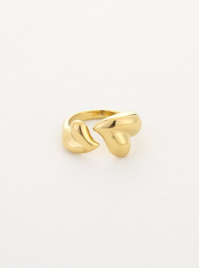 Gold Double Hearts Wrap Ring