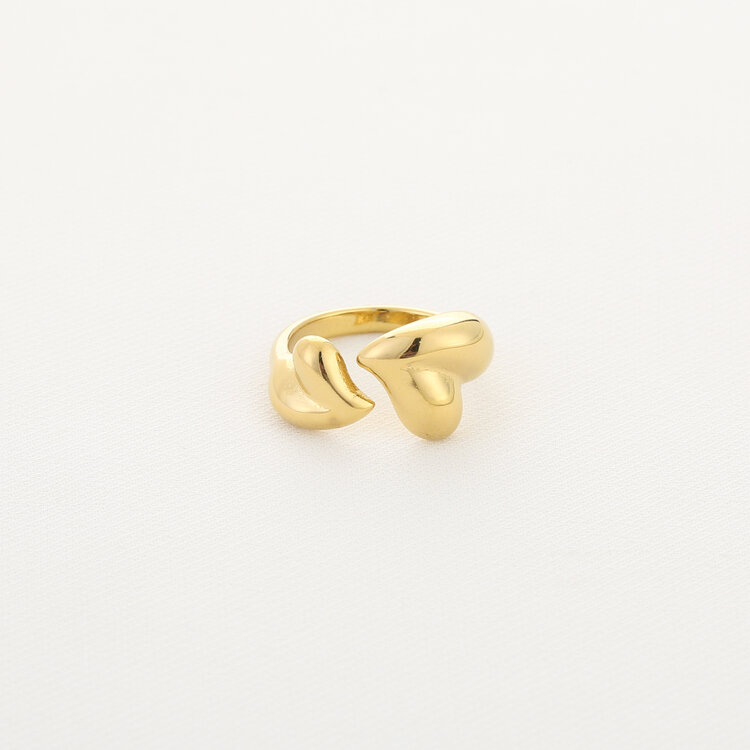 Gold Double Hearts Wrap Ring