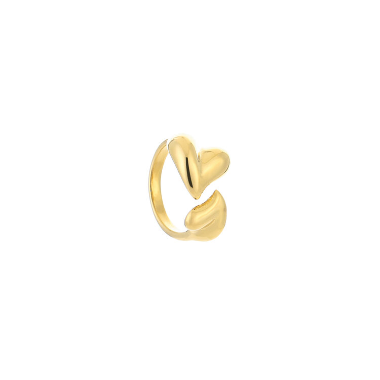 Gold Double Hearts Wrap Ring