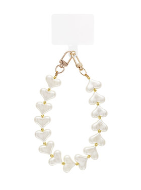 Gold Bubble Hearts Phone Cord / Pearl White