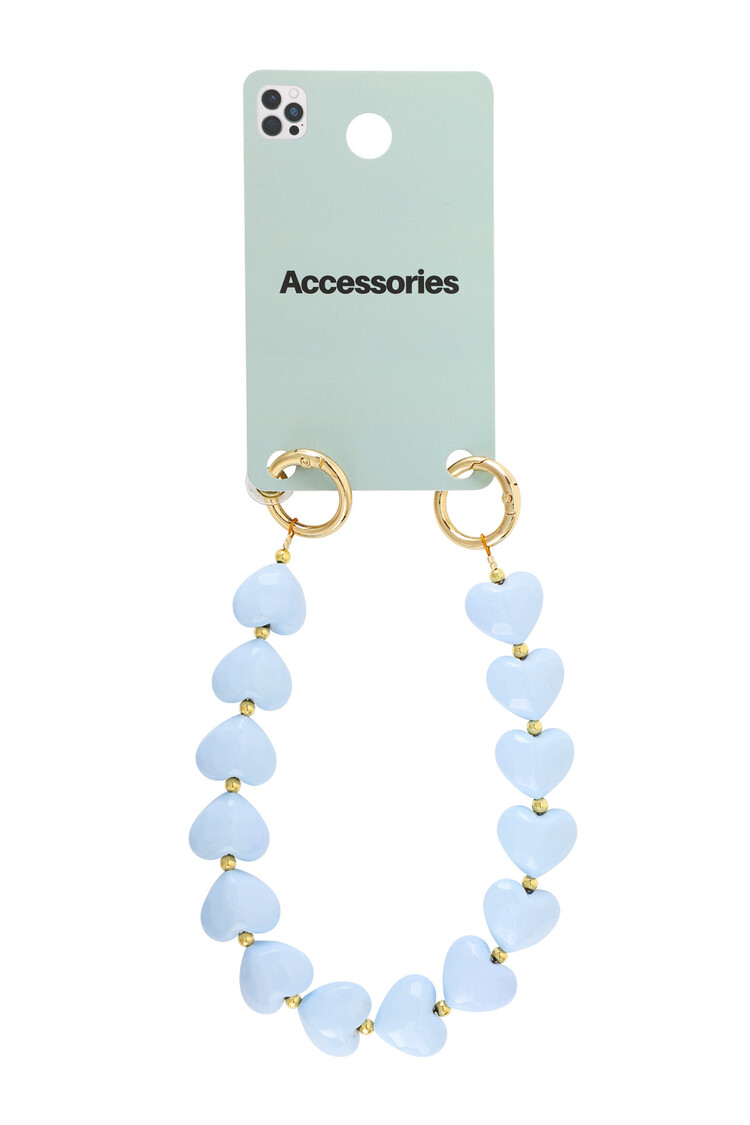 Gold Hearts Dots Phone Cord / Blue