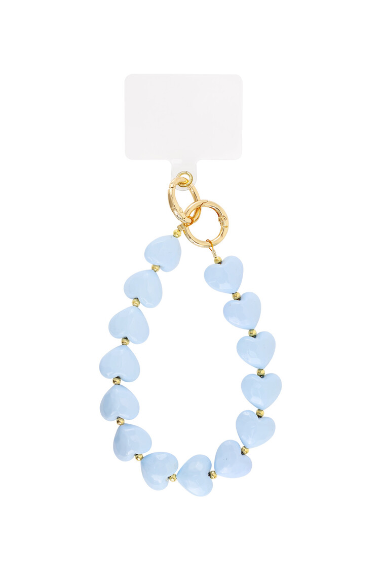 Gold Hearts Dots Phone Cord / Blue