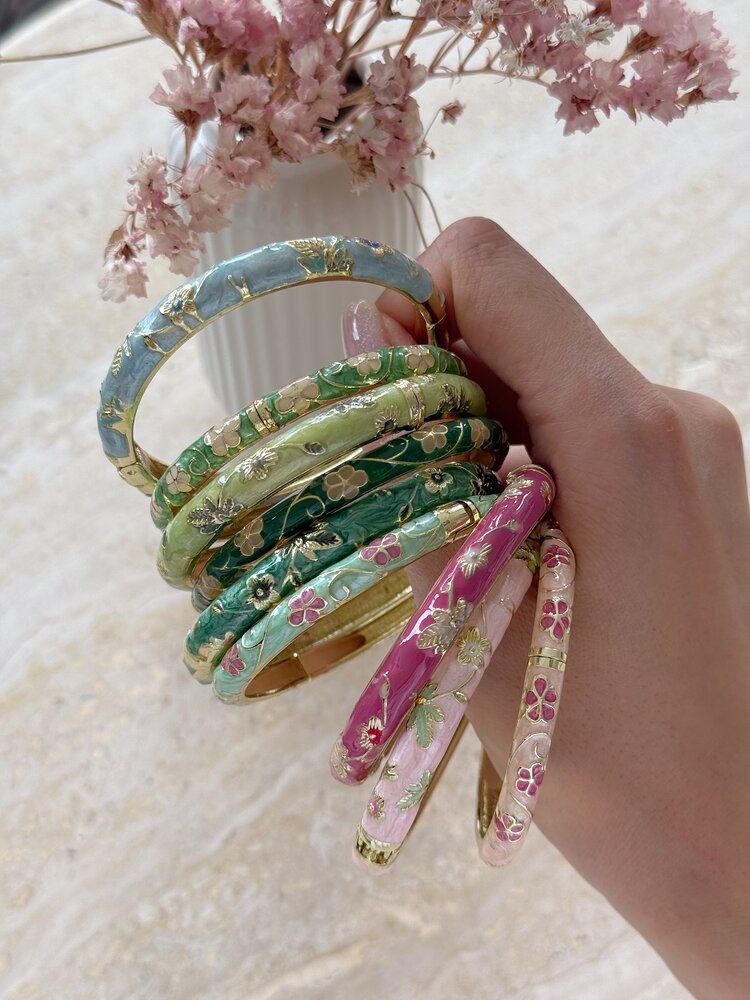 Gold Vintage Floral Bangle Bracelet (COPPER / SMALL)