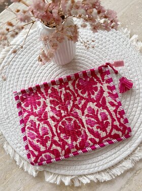 Bali Flat Flower Pouch / Fuchsia