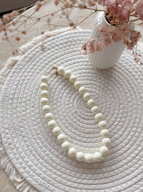 Bold Beaded Statement Necklace / Off White