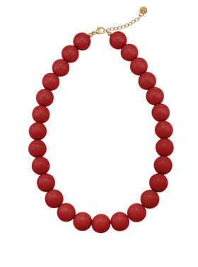 Bold Beaded Statement Necklace / Red