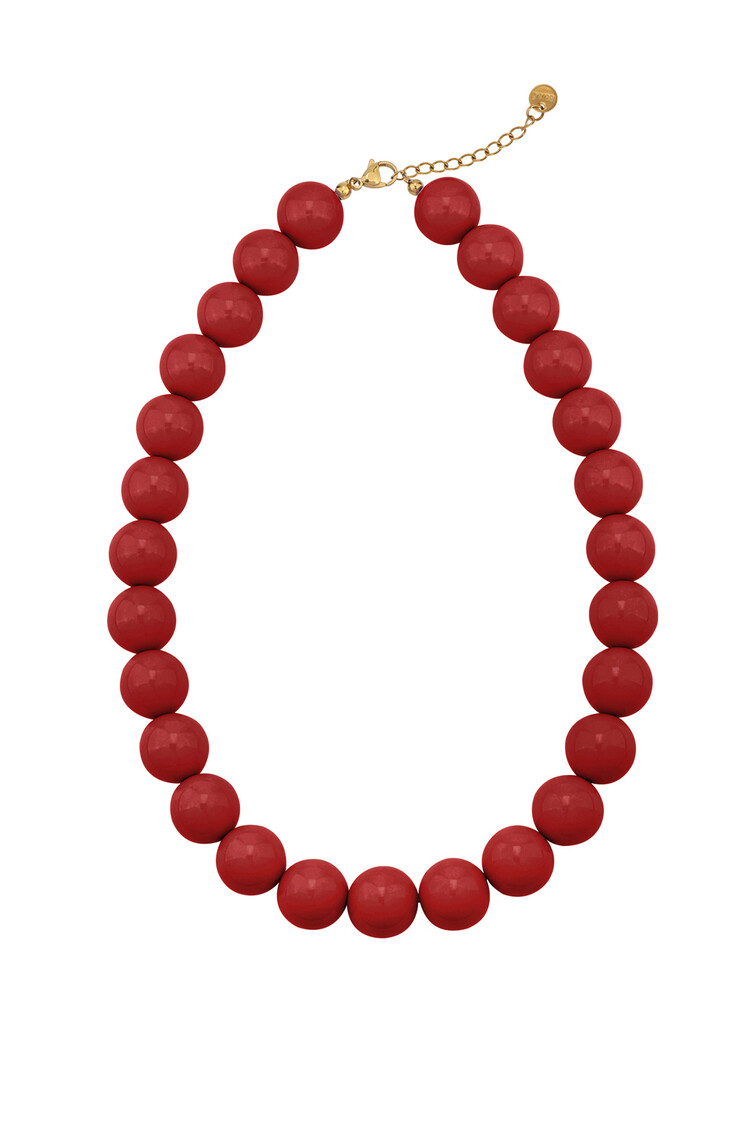 Bold Beaded Statement Necklace / Red