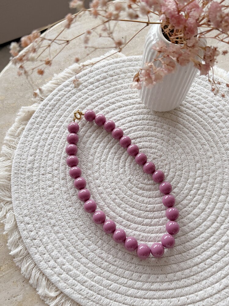 Bold Beaded Statement Necklace / Dusty Purple
