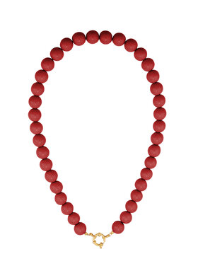 Small Beaded Statement Necklace / Red