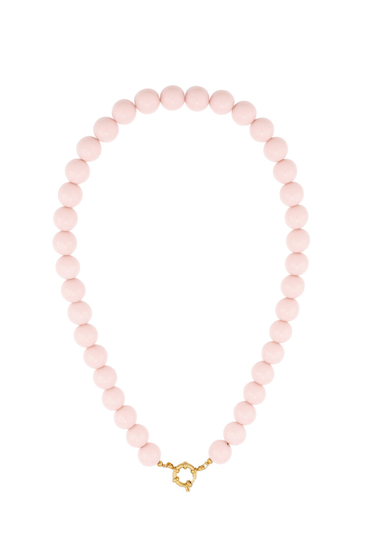 Small Beaded Statement Necklace / Light Pink